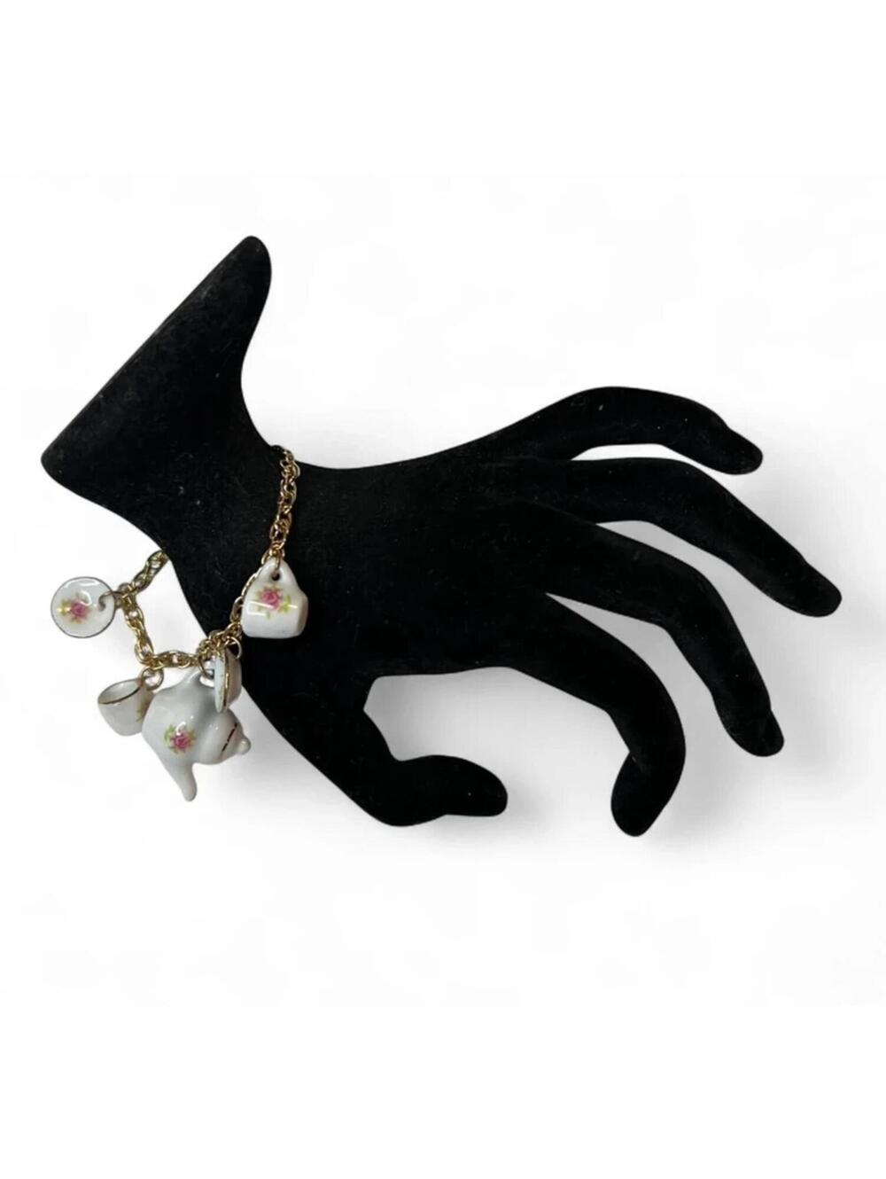 A vintage Tea time theme charm bracelet